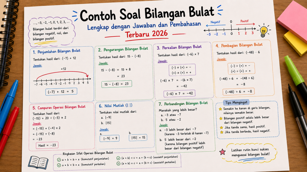 Contoh Soal Bilangan Bulat Lengkap dengan Jawaban dan Pembahasan Terbaru 2026