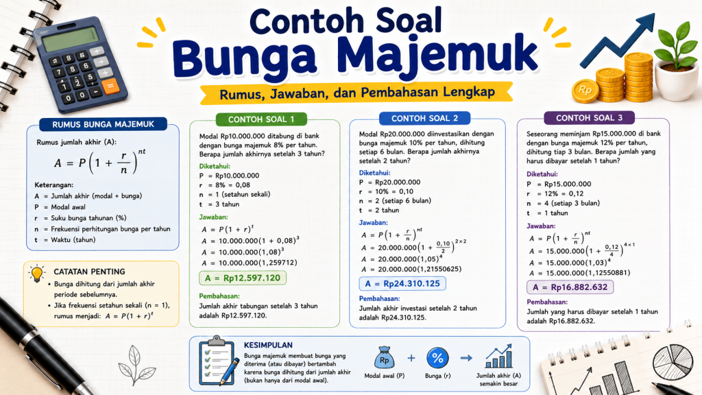 Contoh Soal Bunga Majemuk Rumus, Jawaban, dan Pembahasan Lengkap