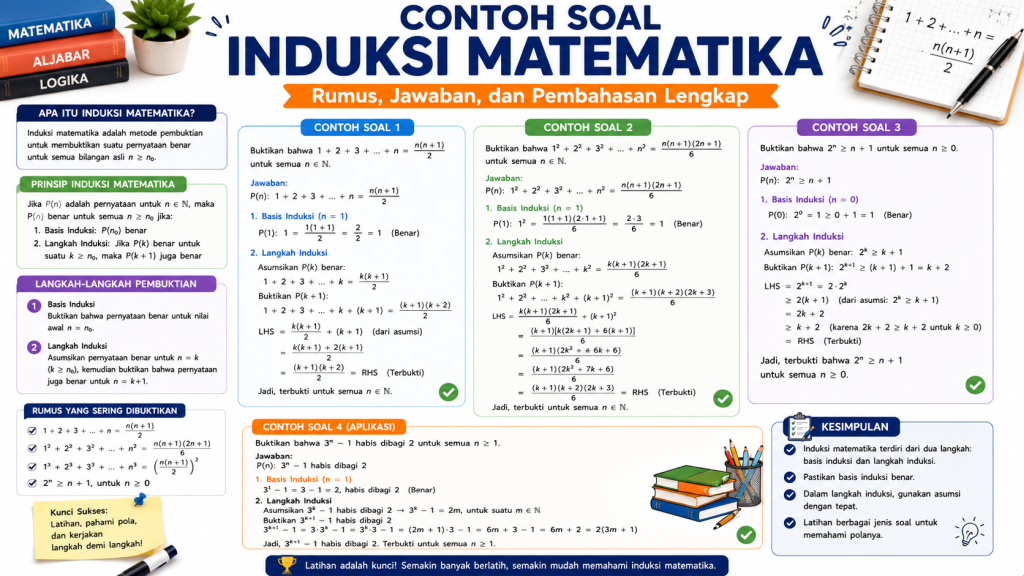 Contoh Soal Induksi Matematika Rumus, Jawaban, dan Pembahasan Lengkap