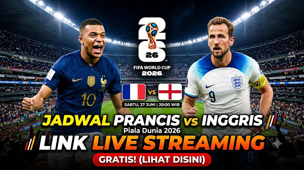 Jadwal Prancis vs Inggris Piala Dunia 2026, Link Live ...