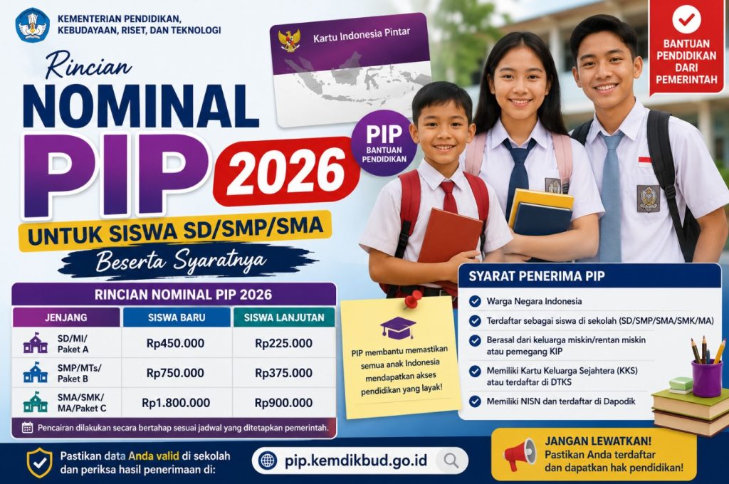 Rincian Nominal PIP 2026 untuk Siswa SDSMPSMA