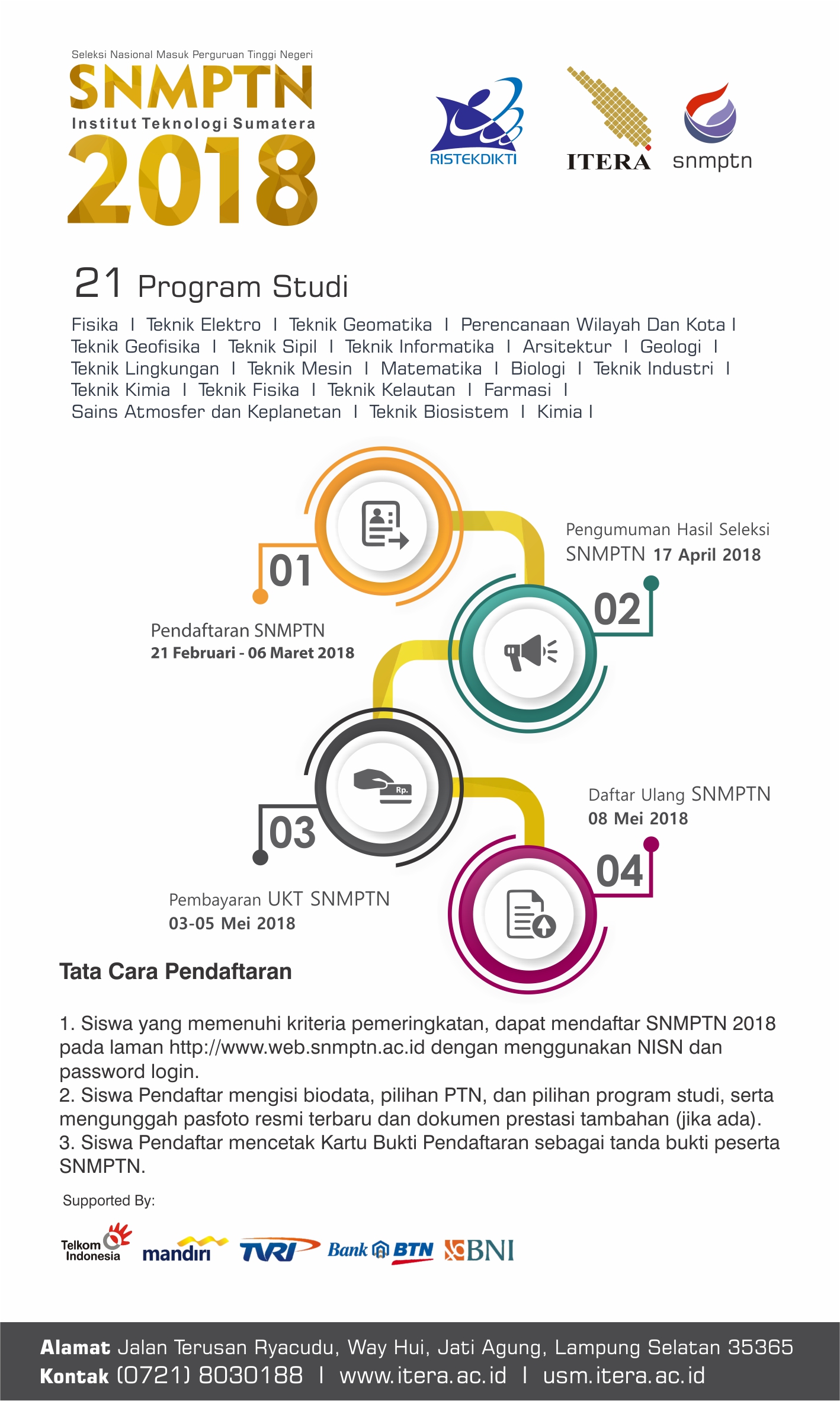 Pendaftaran SNMPTN 2018 Dimulai, 21 Prodi ITERA Siap Terima 1.169 Mahasiswa