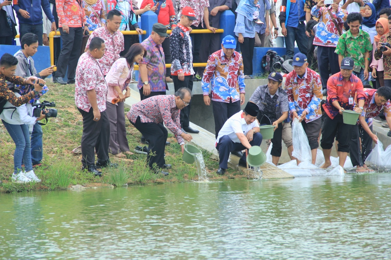 Wali Kota Tebar 50 Ribu Benih Ikan di Embung ITERA