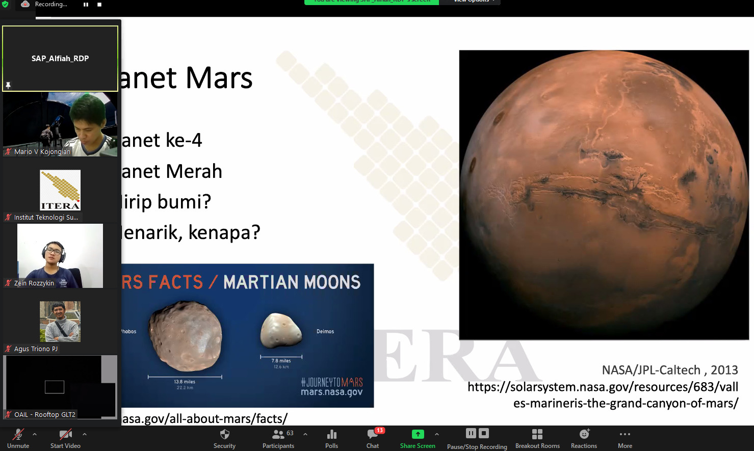 OAIL ITERA Bersama Masyarakat ‘Ngenah’ Langit Saksikan Fenomena Okultasi Mars
