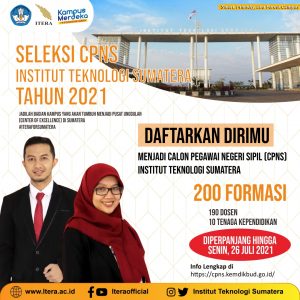 Masa Penerimaan CPNS Institut Teknologi Sumatera Tahun 2021 Diperpanjang