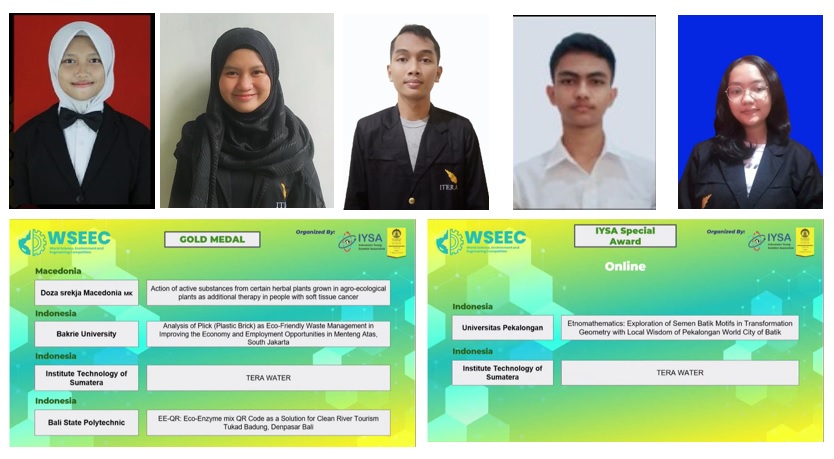 Gagas Filter Air Bersih Berbahan Limbah Mahasiswa ITERA Raih Emas di Tingkat Internasional