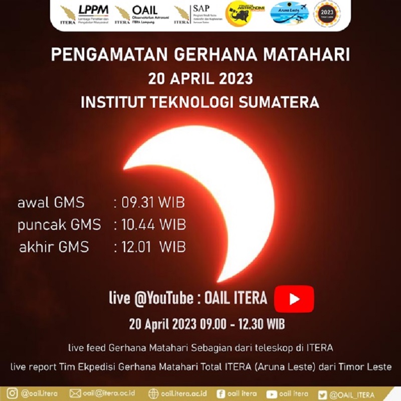 Tim OAIL ITERA Akan Amati Gerhana Matahari Hibrida pada 20 April 2023