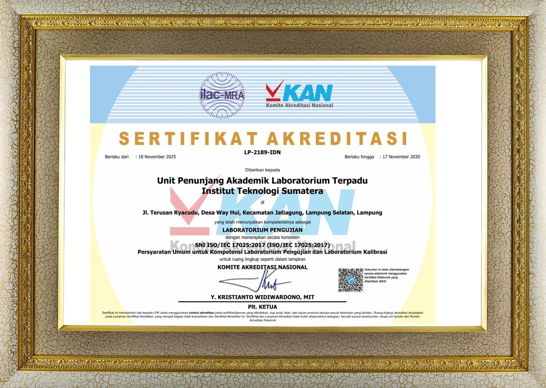 UPA Laboratorium Terpadu Itera Raih Akreditasi KAN, Perkuat Layanan Riset dan Inovasi Kampus