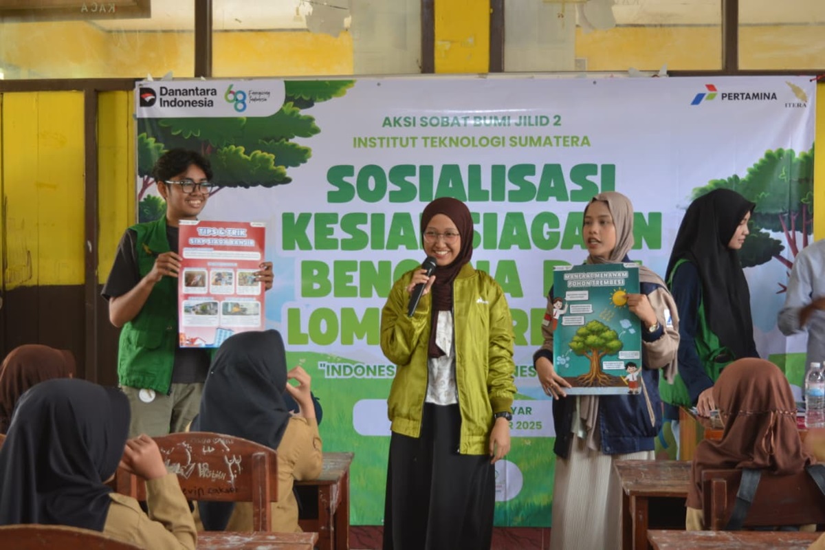 Sobat Bumi Lampung Itera Edukasi Siaga Bencana Siswa SDN 3 Karang Anyar