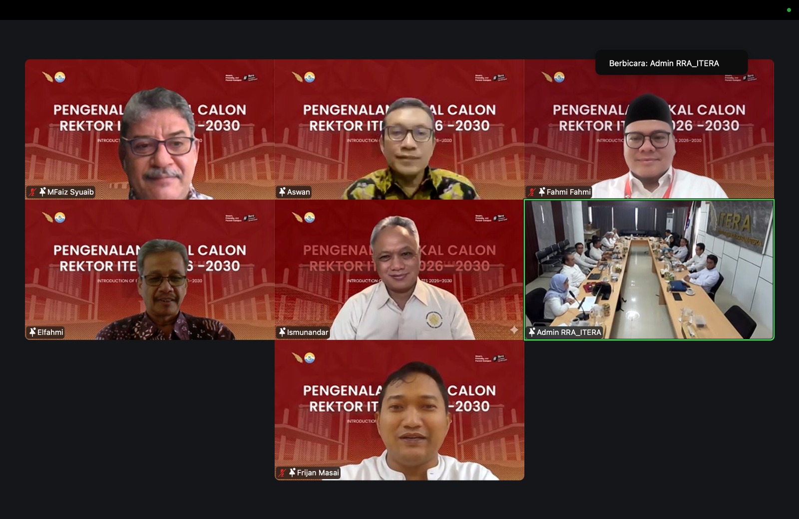 Lima Bakal Calon Rektor Itera Paparkan Gagasan dalam Aspiration Session