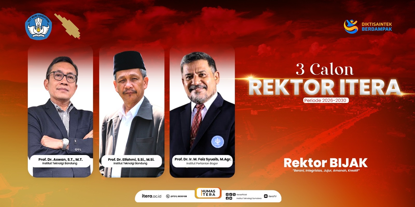 Itera Resmi Tetapkan Tiga Calon Rektor Periode 2026–2030