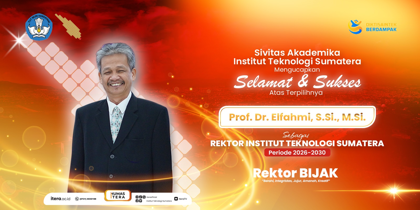 Guru Besar Farmasi ITB Prof. Elfahmi Terpilih sebagai Rektor Itera Periode 2026–2030